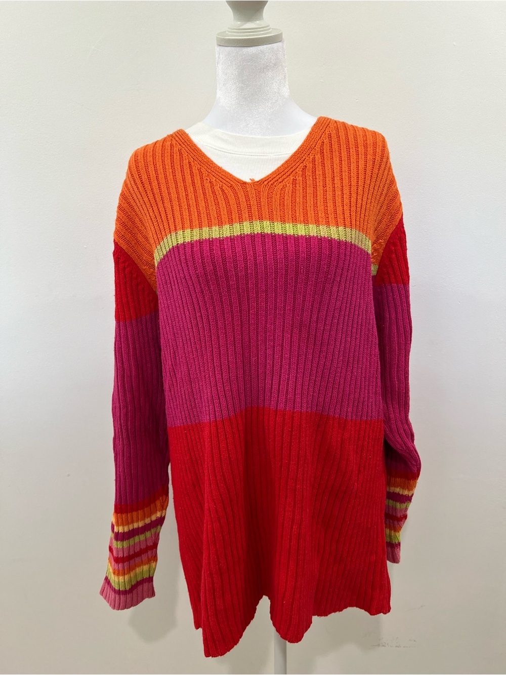 Y2K Colorblock Oversized Sweater Dress - Size 22W🌈